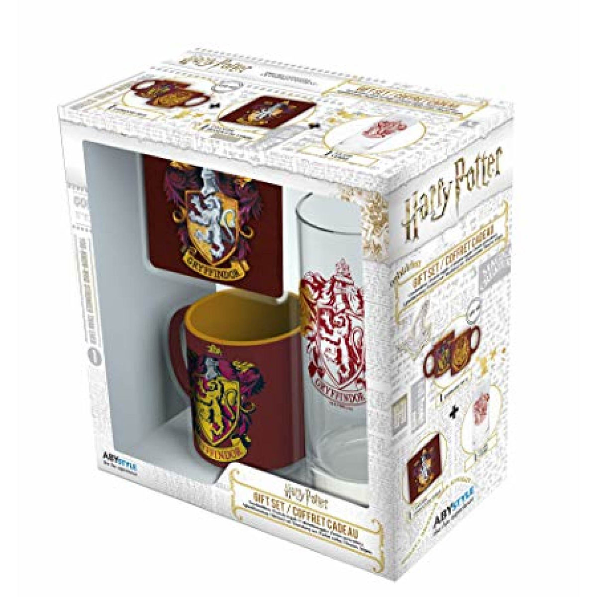 HARRY POTTER - Pck Glass 29cl + Coaster + Mini Mug "Gryffindor"-Tazas-ABYSTYLE-Akibara Xpress