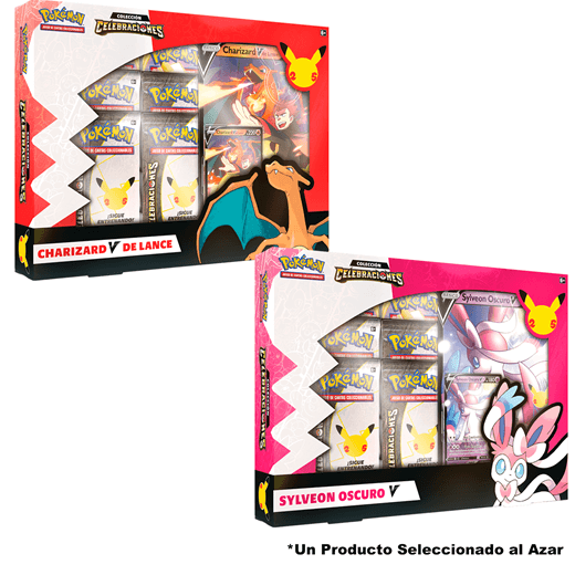 POKEMON COLECCION ESPECIAL CELEBRACIONES CHARIZARD V DE LANCE O SYLVEON OSCURO V-TCG-PANINI ETC-Akibara Xpress